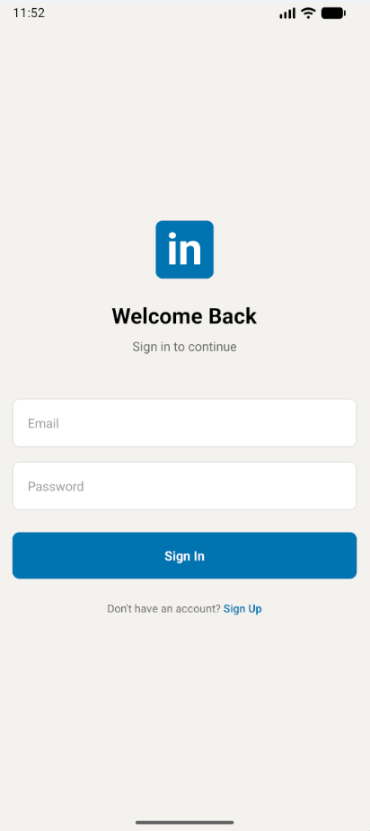 LinkedIn-Themed Social Media App